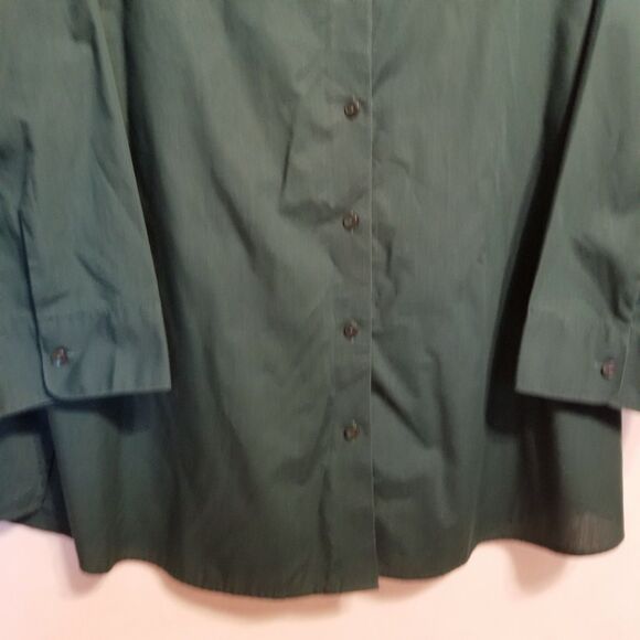 FOXCROFT 18W Top Blouse Button Front Shirt Green Wrinkle Free 3/4 Sleeve Classic - Picture 3 of 9